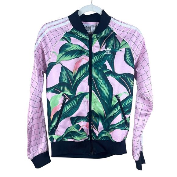 Adidas x FARM RIO Track Jacket XS Palm Leaf Print Tropical Superstar DH3071 - Picture 5 of 11